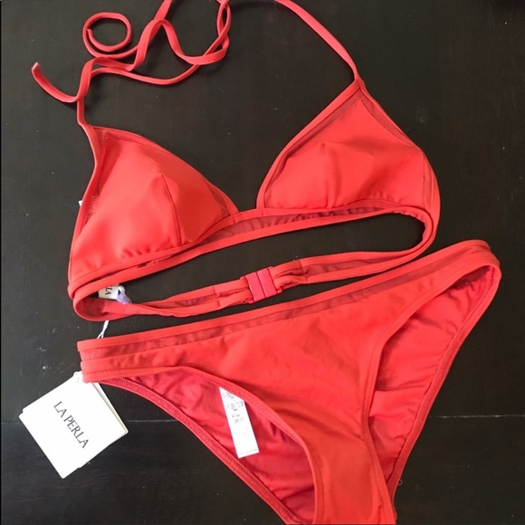 La Perla Other - La Perla Orange/red mesh trim bikini
